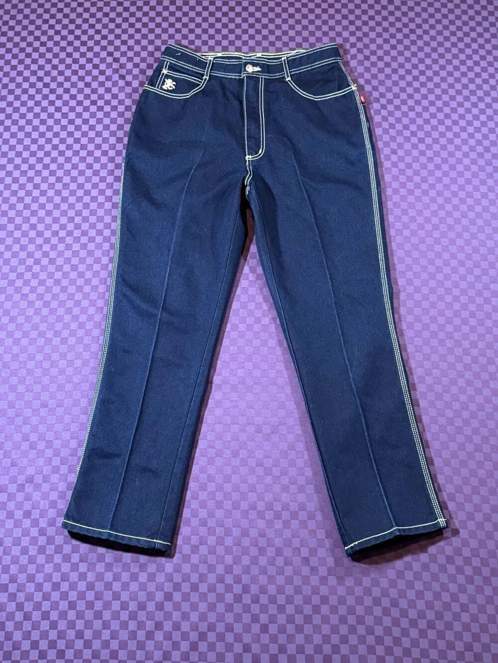 Braxton Vintage Stretch Jeans Dark Wash High Waist Lion Logo Size 16L